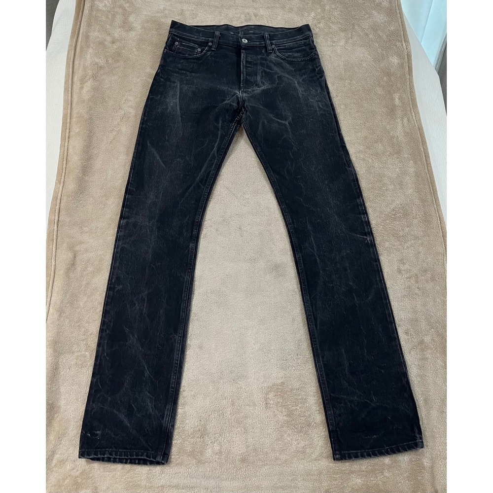 3sixteen Slim Straight Raw Selvedge koruki Mills Denim Jeans Mens 33(32) Black